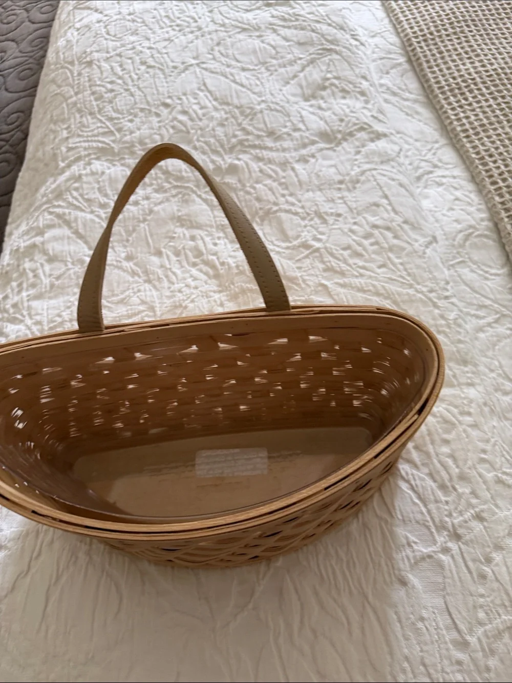 Longaberger Beige Woven Hanging Basket